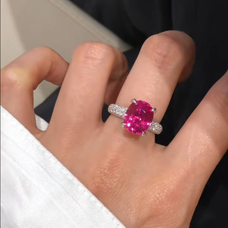 Đá corundum hình trứng cho phụ nữ, set nhẫn đầy đủ, phong cách châu Âu