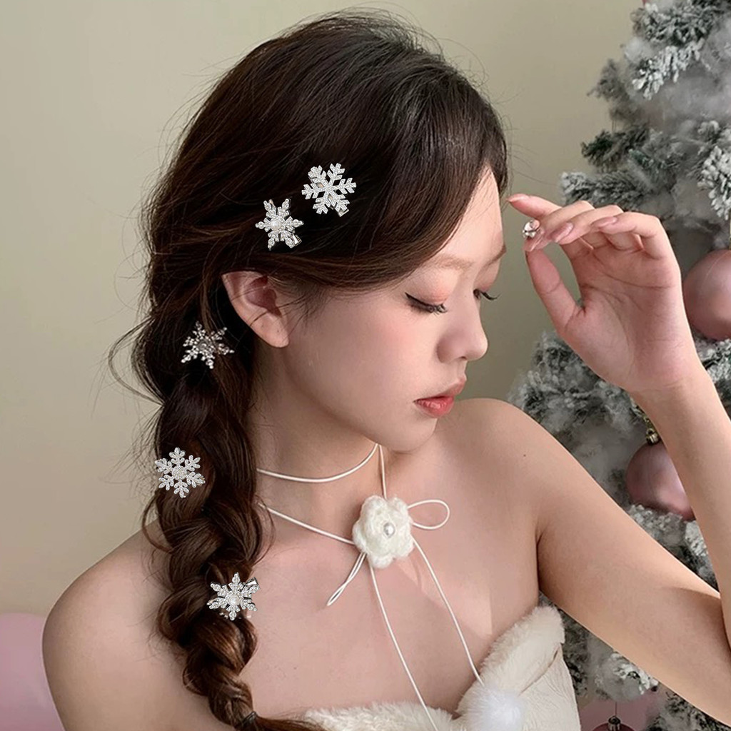 Bộ Kẹp Tóc Kim Cương Giả Bông Tuyết - Phụ Kiện Tóc Móng Vuốt Lấp Lánh Cho Tiệc Giáng Sinh, Nhẹ & Thoải Mái, 2 / 4 / 6 CÁI