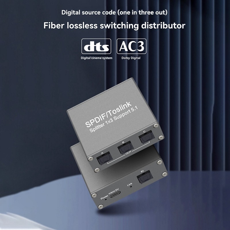 Bộ chia âm thanh kỹ thuật số SPDIF 1X3 Bộ chuyển đổi quang 3 chiều Toslink Suppoort LPCM 2.0 DTS -AC3 cho / TV / / Bộ khuếch đại