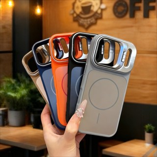 Ốp điện thoại giá đỡ ống kính lật màu cam vũ trụ mới cho IPhone 17Pro Max 11 12 13 14 15 16 Pro Max Vỏ mềm từ tính Vỏ chống sốc