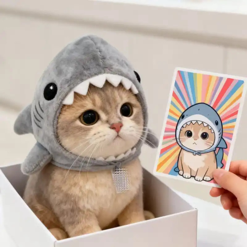 Sản phẩm mới Mũ đội đầu cho thú cưng Hình cá mập Mũ lông tơ Thu đông Đồ trang trí dễ thương