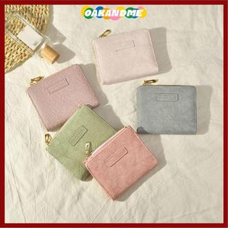 Ví dây kéo OAKANDME, Ví ngắn bằng da nhỏ, Quà tặng túi đựng tiền màu trơn dung tích lớn kiểu cổ điển