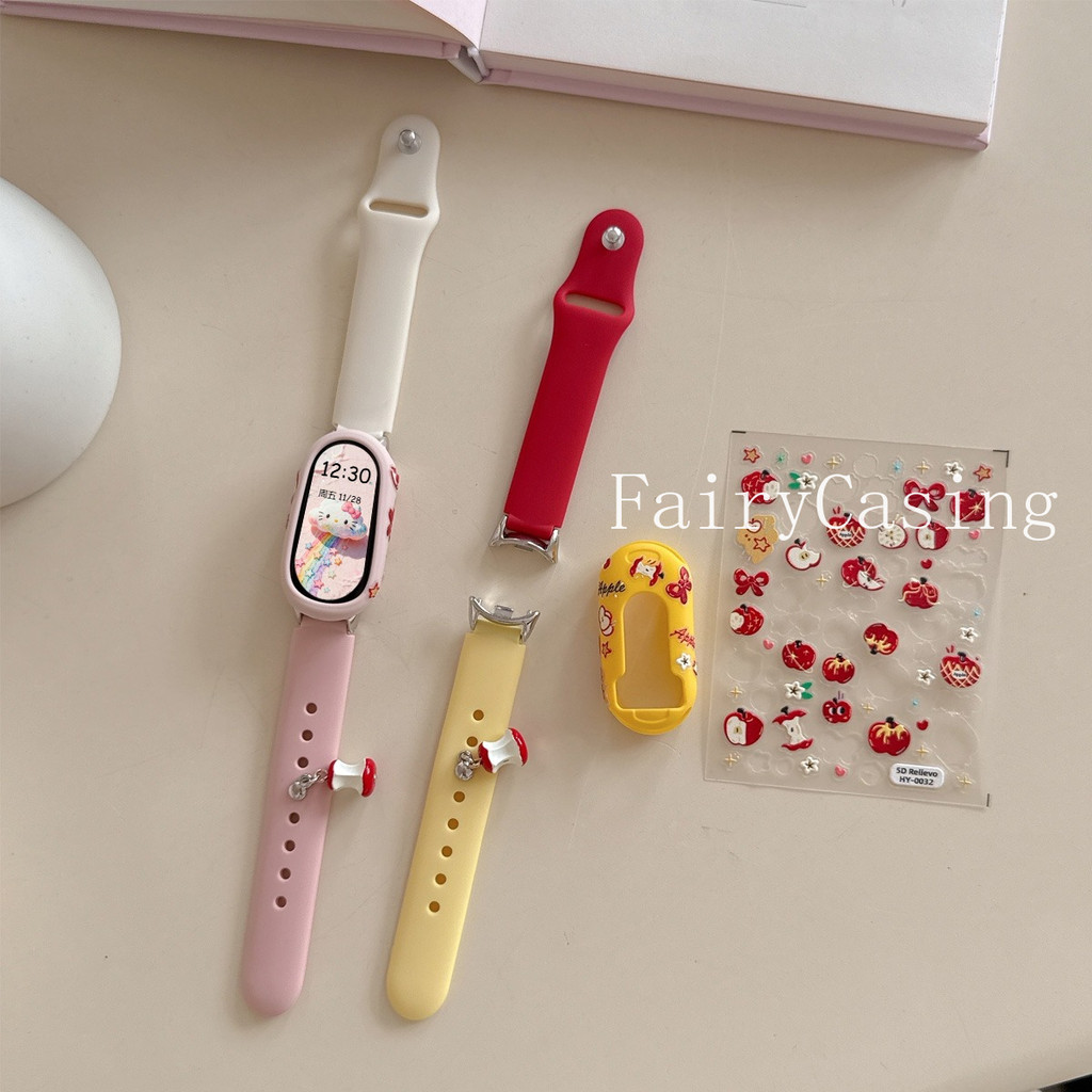 Ốp Silicon Mềm + Dây Đeo Cho Xiaomi Mi Band 10 9 8 Dây Đeo Tay Cho Mi Band 9Ceramic Phiên Bản Vòng Tay Gửi Miếng Dán