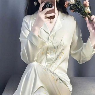 Đồ Bộ Nữ Pijama Bộ Lụa latin Tay Dài cổ sơ mi bigsize (60-80kg) cao cấp lụa DDVV