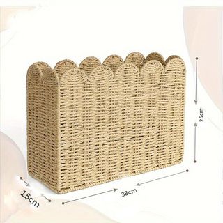Retro Thanh Lịch Phong Cách Trường Dây Giấy Dệt Giỏ Chứa Thích Hợp Cho Gia Đình Phòng Khách Phòng Ngủ Để Bàn Sách Tạp Chí Giỏ Sắp Xếp Chuyên Dụng
