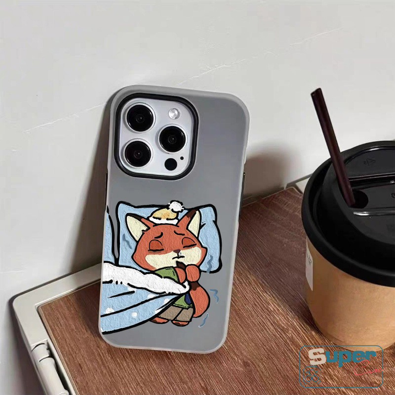 Ốp Lưng Tương Thích Cho IPhone 16 11 13 15 17 14 12 Pro Max 16 17 15 Pro Air 7Plus XR X XS Max Hoạt Hình Thời Trang Thỏ Ngủ Dễ Thương Cáo Cặp Đôi Silicon Mới 2 in1