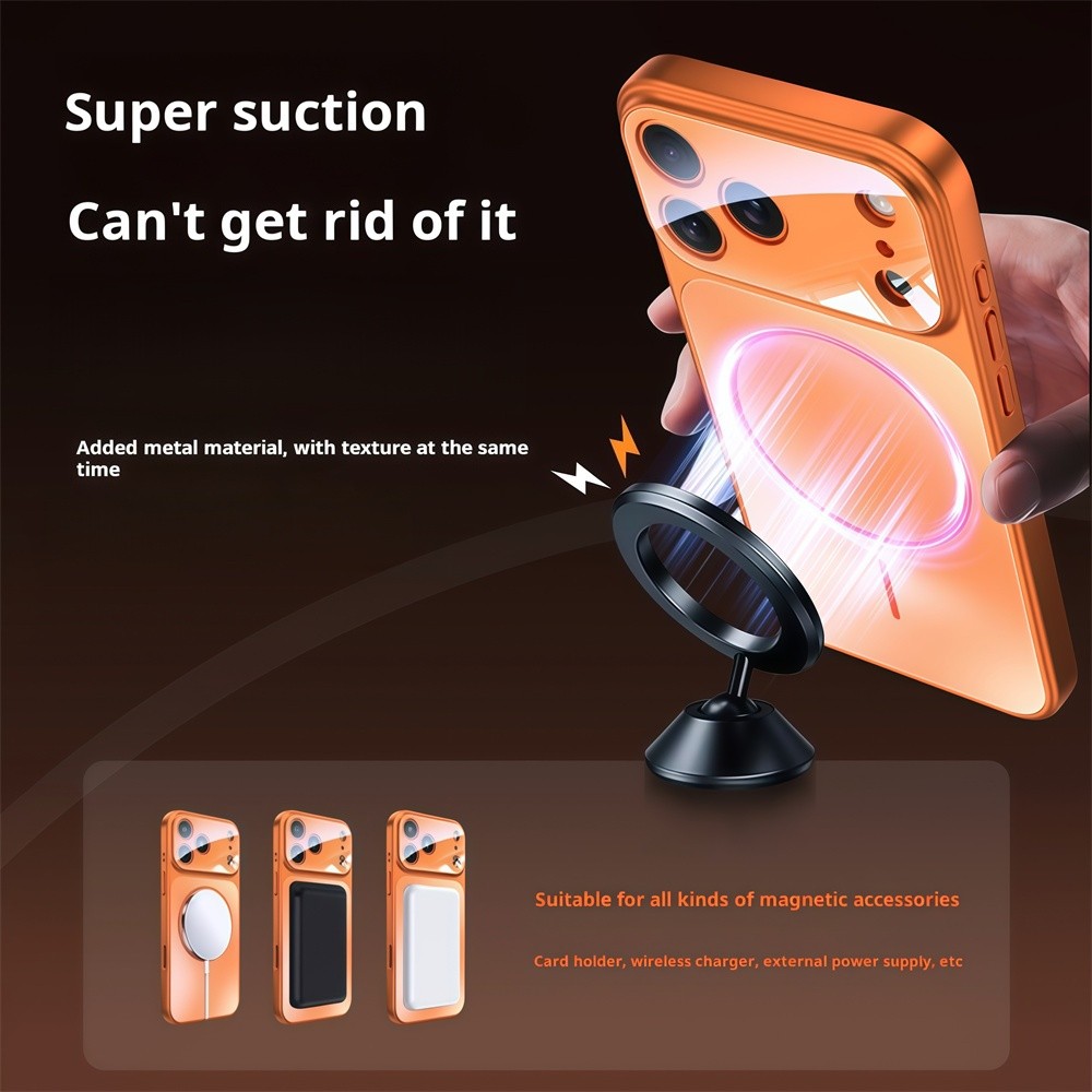 Ốp điện thoại từ tính bằng kính mờ cho iPhone 17 Pro Max 13 14 15 16 pro max Bảo vệ ống kính chống rơi Vỏ cứng Vỏ siêu mỏng Vỏ chống sốc