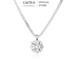 Dây chuyền nam Cactus Accessories mặt thánh giá đính đá hoa diên vĩ, vòng cổ thép Titan không gỉ