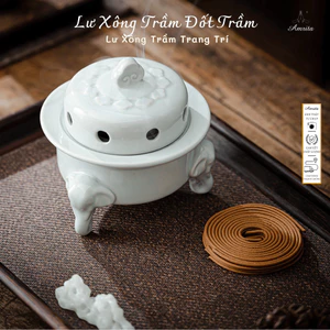 Lư Xông Trầm Gốm Sứ Cao Cấp – Kiểu Chân Đế Ba Chân - CXNP179