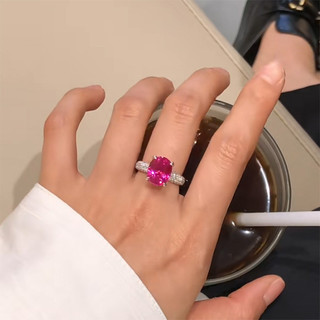 Đá corundum hình trứng cho phụ nữ, set nhẫn đầy đủ, phong cách châu Âu