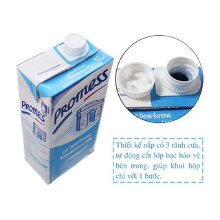 Sữa Tươi Tiệt Trùng Promess Pháp Đủ Loại Hộp 1L, Sữa Tươi Nguyên Chất Không Đường Béo Ngậy