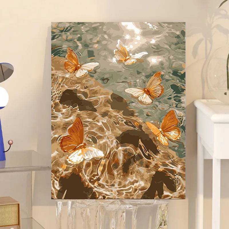 Phong cách mơ mộng phòng khách và phòng ngủ nền tường bướm trang trí tranh canvas, tranh canvas trang trí nhà cửa