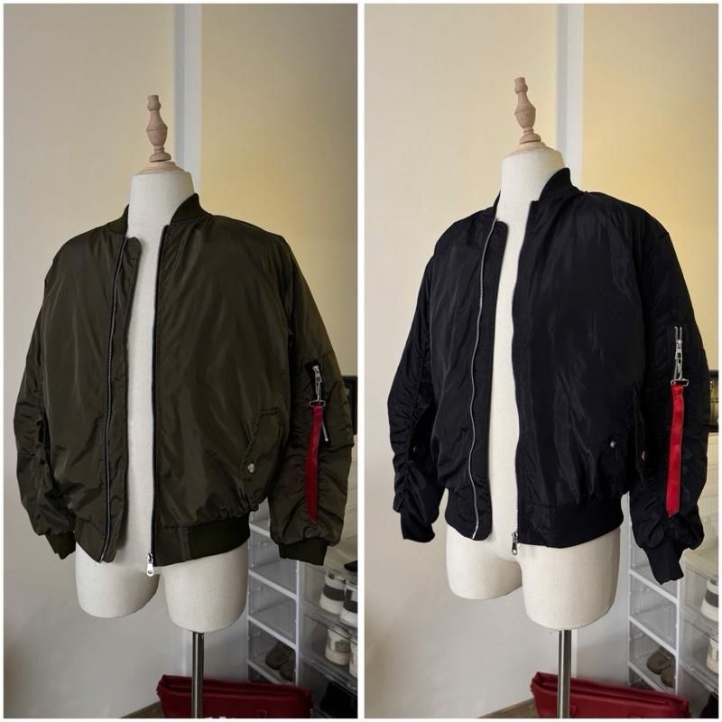 Áo Khoác Bomber Nam LEXRONAN Boxy – Bomber Trần Bông Nhẹ, Lót Cam, Tay Đỏ, Form Rộng, Dễ Phối Đồ #BB01