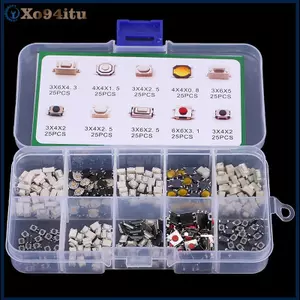 XOITU 250 Cái 10 Loại Nút Nhấn Xúc Giác Chìa Khóa Ô Tô Nút Cảm Ứng Microswitch VN