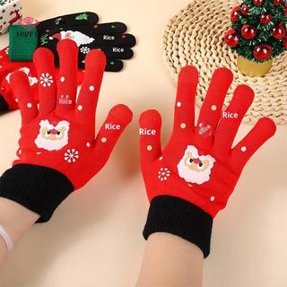 HWETR Giáng Sinh Hoạt Hình Găng Tay Dệt Kim Ông Già Noel In Găng Tay Mùa Đông Ấm Áp Màn Hình Cảm Ứng Găng Tay Cho Trẻ Em Người Lớn Quà Giáng Tặng Mới