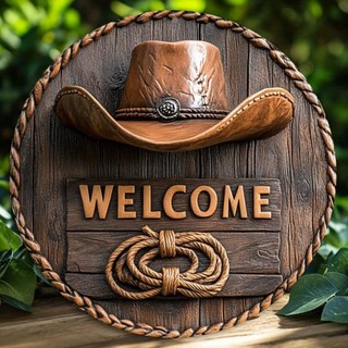 Biển chào mừng Western Cowboy - Trang trí tường 2D cho văn phòng tại nhà