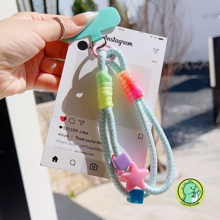 Kẹo Màu Ngôi Sao Dây Ngắn Vỏ Điện Thoại Dây Đeo Treo Di Động Hoạt Hình Dễ Thương Đơn Giản Cô Gái Dây Xoắn Chống Mất Thời Trang Cổ Tay Mạnh Mẽ Ngắn Vỏ Điện Thoại Di Động