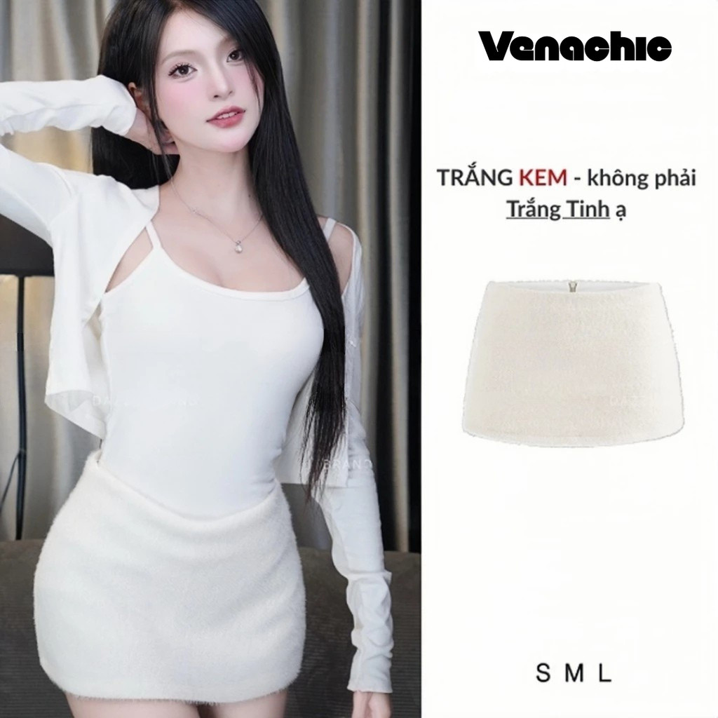 [CÓ KHOÁ KÉO PHÍA SAU] Chân váy nữ vải Lông Thỏ Venachic phong cách Y2K,Chân váy nữ chữ A có lót trong dáng ngắn | BigBuy360 - bigbuy360.vn