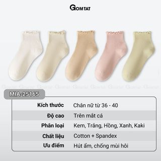 [LIVE] Set 3 đôi tất nữ cổ bèo mùa hè GOMTAT, vớ cổ ngắn chất liệu cotton thoáng mát - MIA-25165-CB3