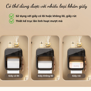 Hộp đựng giấy vệ sinh nhà tắm dán tường nhựa ABS cao cấp có nắp chống nước và ngăn để đồ tiện lợi