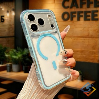 Ốp Điện Thoại Chống Sốc Túi Khí Cho IPhone 17 Pro Max 17Air 16E 11 12 13 14 15 16 Pro Max Plus Không Gian Mềm Ốp Lưng Từ Tính Trong Suốt
