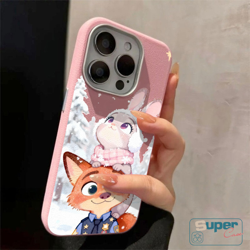 Ốp Lưng Cho Realme C75 C65 C51 Note 50 60X C53 C25 C33 C51S C67 C61 5 C15 C21Y C21 C31 C35 C25Y C20Y Mùa Đông Cặp Đôi Dễ Thương Fox Bunny Zootopia Da Họa Tiết