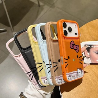 Hàn Quốc Hoạt Hình Dễ Thương Nơ Hello Kitty Cat Air Cushion Mềm Da PU Ốp Lưng Điện Thoại iPhone 17Promax 17Pro 11 12 13 14 15 16 Pro Max Plus Chống Sốc Nữ Điện Thoại Di Động