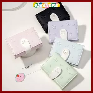 Ví in hình mèo con OAKANDME, Túi đựng thẻ ID bé gái Ví nhỏ dễ thương ngắn, Ví đựng tiền xu Dây đeo khóa PU Túi đựng tiền nữ