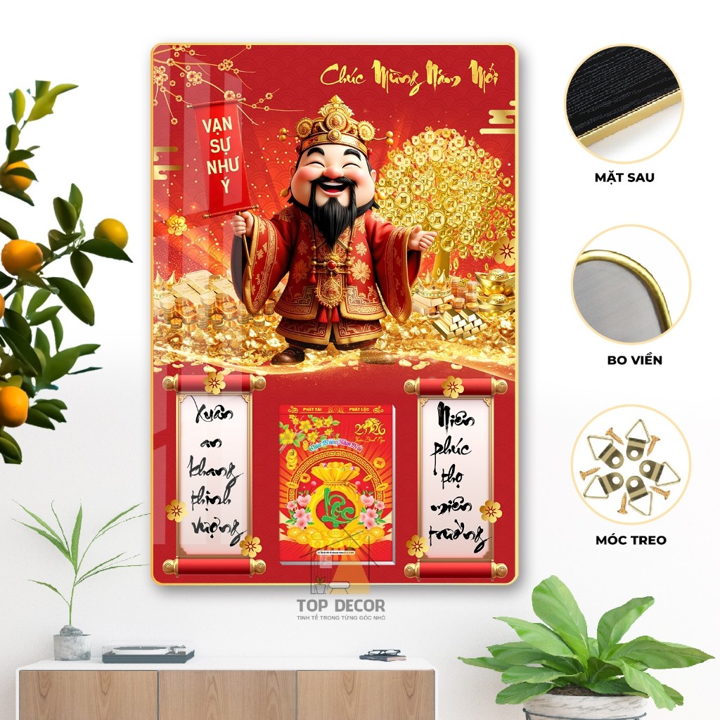 Lịch tết 2026 - Đốc Lịch Tráng Gương 2026 Mã đáo thành công, thuận buồm - Top Decor