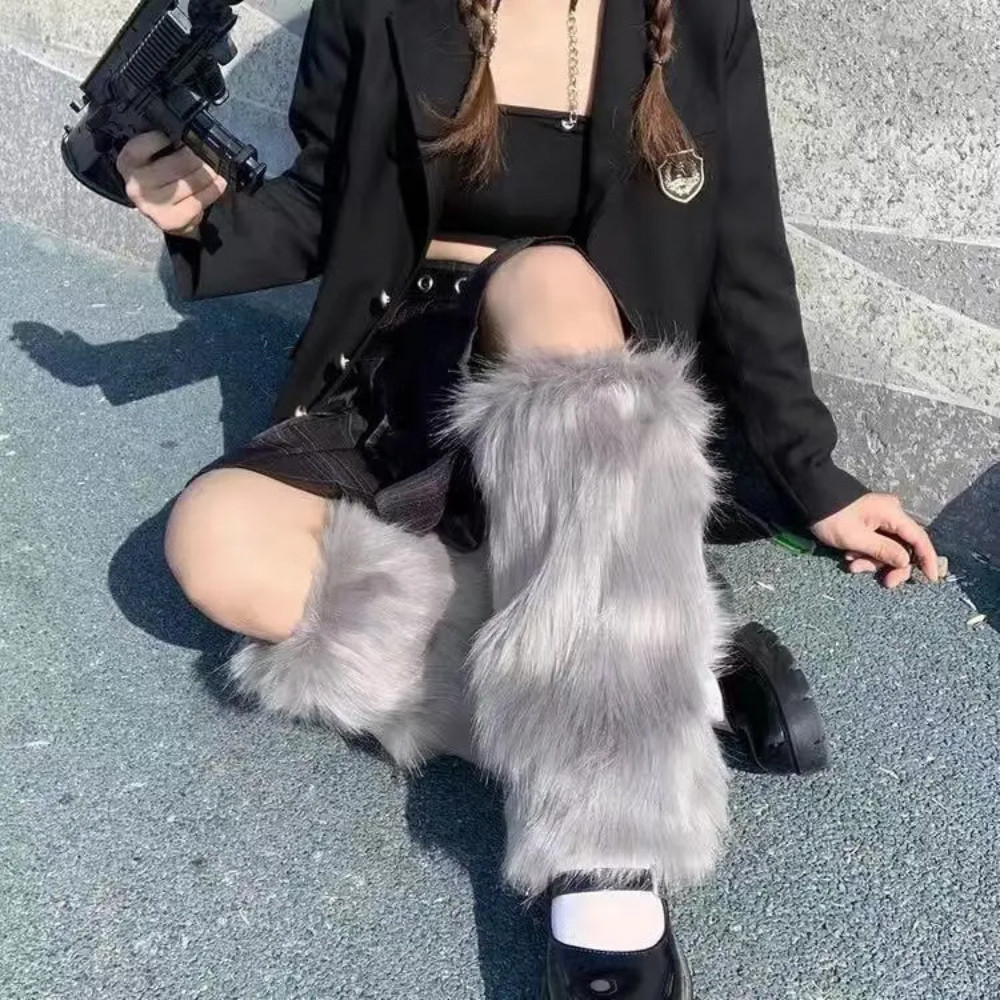 Tất Lông Cao Cổ, Vớ Ống Chân Phối Lông Phong Cách Hàn Quốc Giữ Ấm Mùa Đông Thời Trang Cosplay