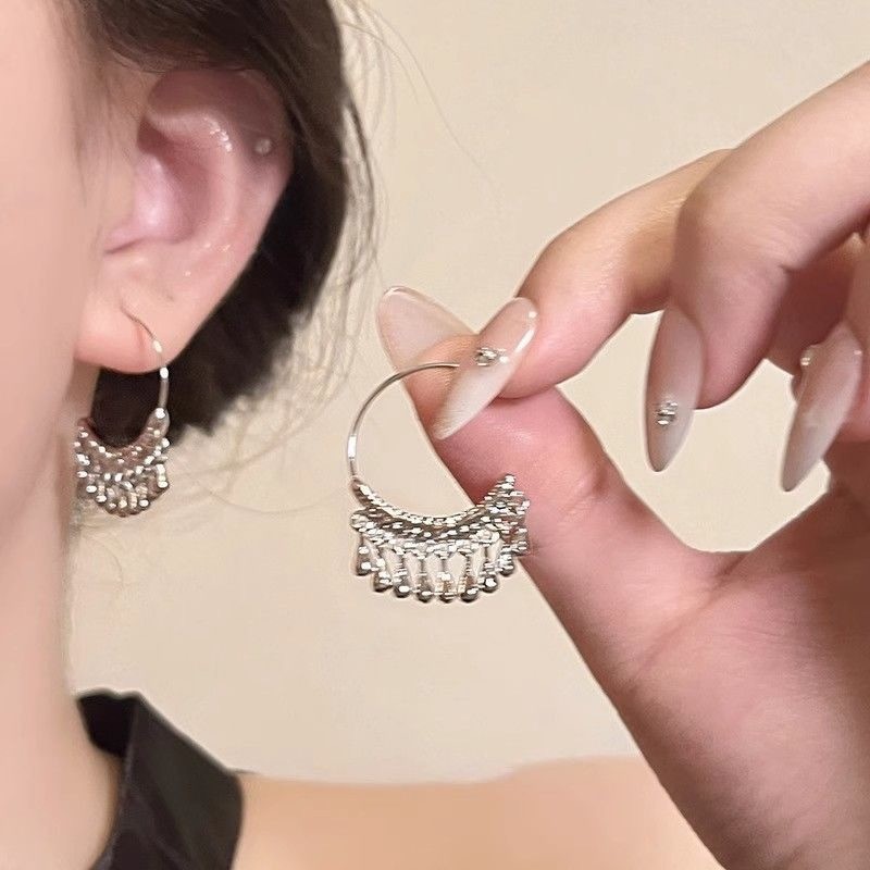 Trang sức tua rua bông tai hợp kim bạc cao cấp, sang trọng cho bé gái - Quà tặng ngày lễ