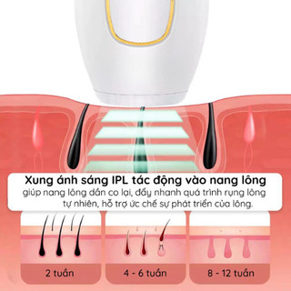 Máy Triệt Lông  IPL Cầm Tay 5 Cấp Độ An Toàn, Hiệu Quả, Giảm Lông Vĩnh Viễn, Siêu Tiện Lợi