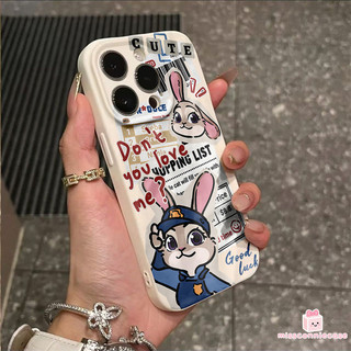 Ốp Lưng Cho Iphone 11 15 16 13 14 17 12 Pro Max 7Plus 16 15 8 14 7 Plus Air XR XS X Max SE Báo Graffiti Dễ Thương Judy Nick Cặp Đôi Nếp Nhăn Không Đều Matte Cover