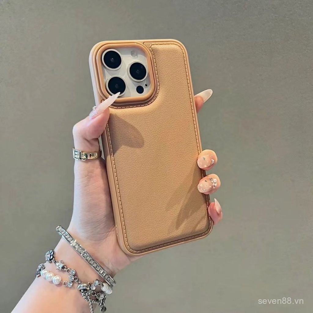 Ốp Điện Thoại Thích Hợp Cho iPhone X XS XR XSMAX 11 12 13 14 15 16 17 Pro max Plus Air Thu Đông Màu Trống Túi Kết Cấu Da Chống Sốc Vỏ Bảo Vệ Chống Sốc Bao Gồm Tất Cả PHVM
