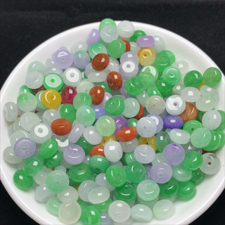 Jadeite Hạt Tricolor 8x5mm, Bộ 5 Chiếc - Phụ Kiên Vòng Tay