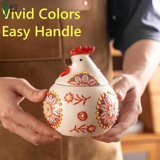 Gốm Hen Muối Cellar Có Nắp Và Thìa Dễ Thương Gà Bánh Quy Lọ Muối Giá Đỡ Cho Quầy Cà Phê Đường Gia Vị Và Kẹo