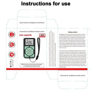 HOBBYIN Remote điều hòa A/C mini đa năng, bảng điều khiển từ xa có nút huỳnh quang