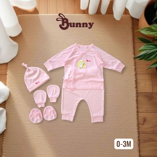 Set 5 món cúc chéo quần lưng thun tăm lụa Bunnybaby cao cấp mềm ấm cho bé 0-3M