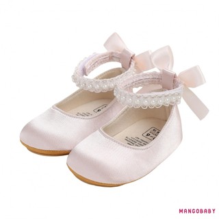 MG-Baby Girls Mary Jane Flats Ngọc Trai Dễ Thương Trẻ Sơ Sinh Giày Cưới Chống Trượt Sơ Sinh Cũi Giày