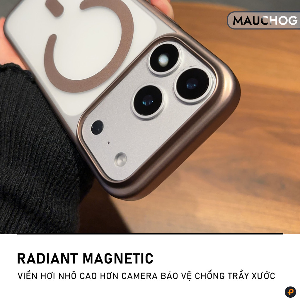 Ốp Siêu Mỏng Nhám Mờ Chống Vân Tay Viền Si Mạ Crom Cho Điện Thoại iPhone 17 Pro Max 16 15 14 13