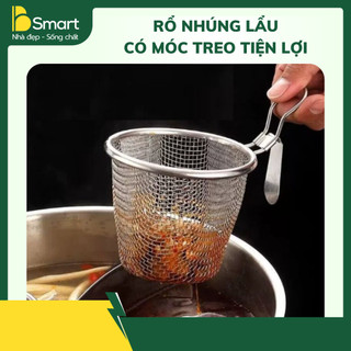 Giỏ Nhúng Lẩu Inox Có Móc Treo, Dụng Cụ Vớt Đồ Ăn Nhúng Mì, Nhúng Thịt Tiện Lợi Kích Thước 11x9.5cm