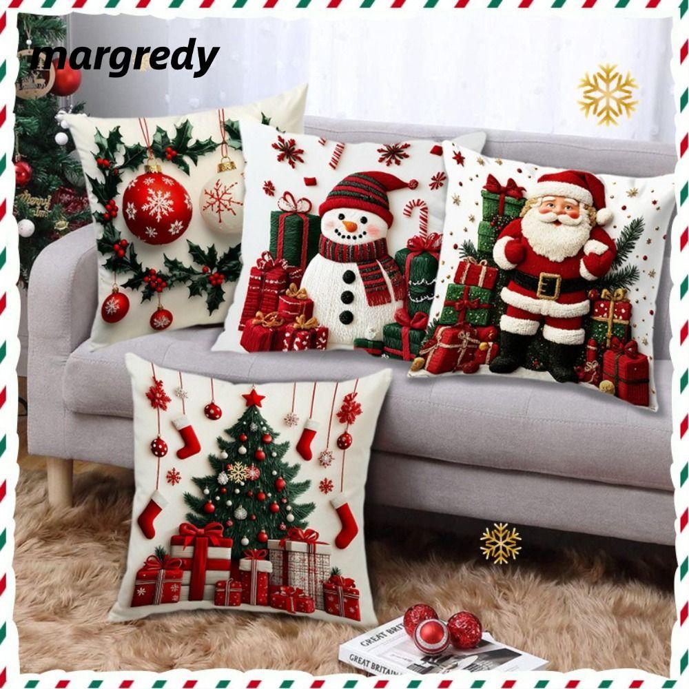 MARGREDY Giáng Sinh Đệm, Vỏ Gối Trang Trí Bông Tuyết Sang Trọng, Ông Già Noel Thanh Lịch Hoạt Hình Họa Tiết Cây Giáng Sinh Hình Vuông Vỏ Gối Giáng Sinh Trang Trí Nhà