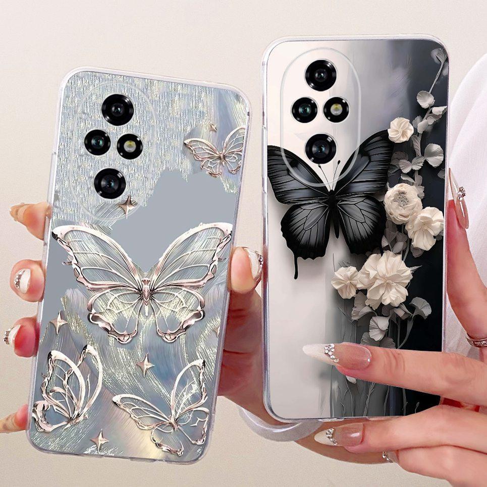 Ốp Silicon Mềm Trong Suốt Cho Honor 200 200Pro 200 Lite Ốp Lưng Điện Thoại Hoạt Hình Mèo Rồng Hoa Bướm Họa Tiết Ốp Lưng