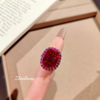 Trang sức kim cương đỏ corundum phong cách mới từ châu Âu và Mỹ, đầy màu sắc, phù hợp với nữ