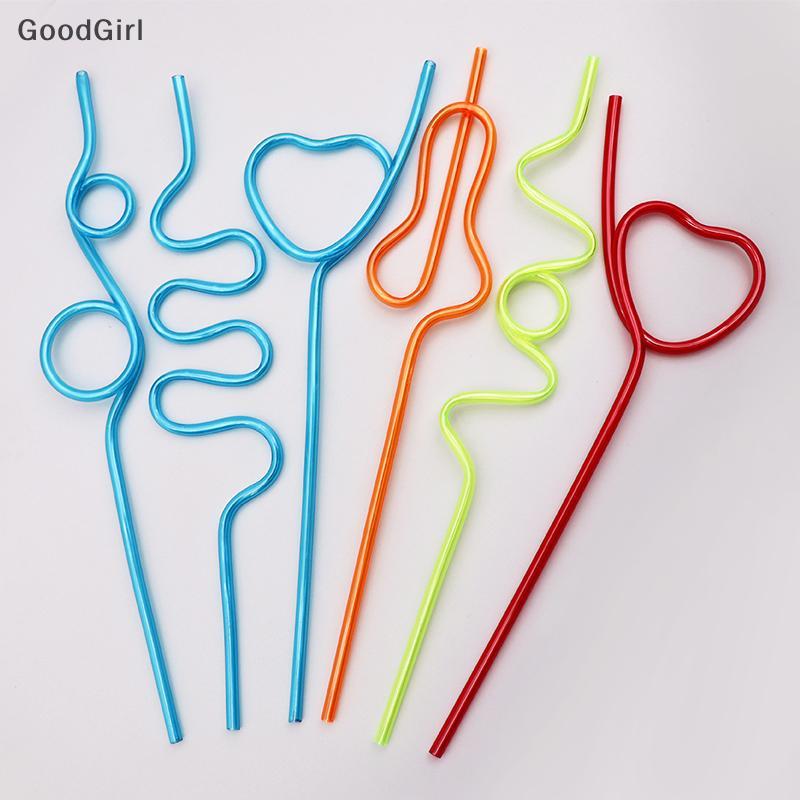 [GoodGirl] 10 Chiếc Ống Hút Cong Nhiều Màu Sắc Ống Hút Hình PET Crazy Xoăn Nhựa Cho Tiệc Bar VN