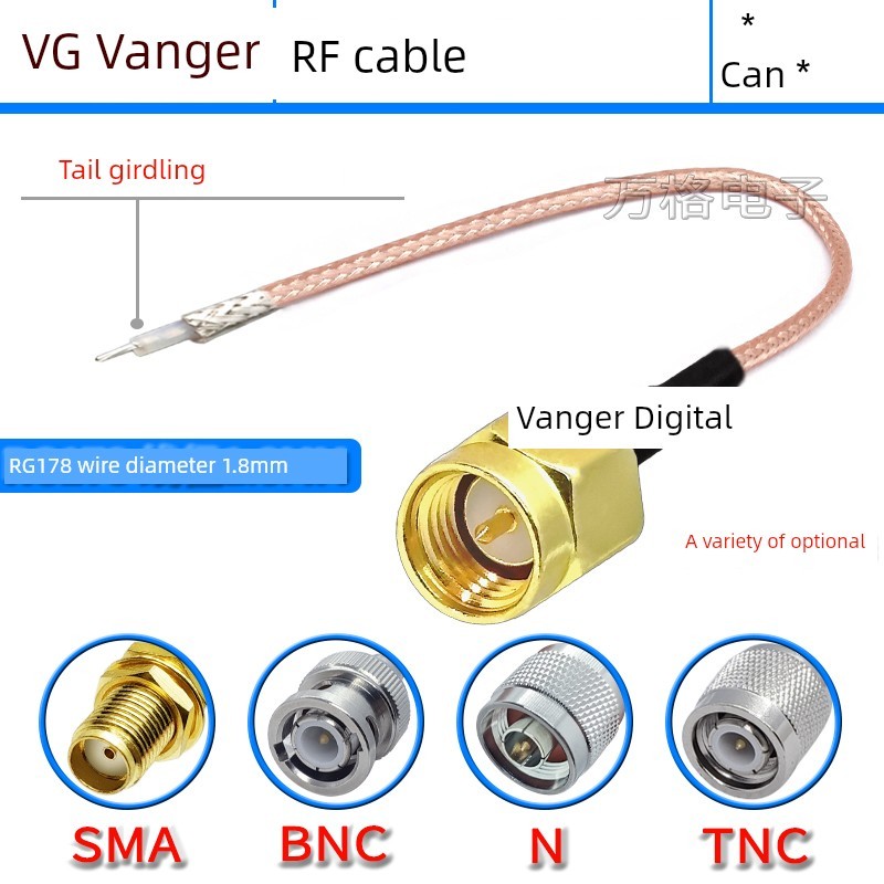 Cáp hàn một đầu SMA RG178 TNC BNC / Q9 N Ăng-ten Cáp nối dài sửa đổi Dây hàn một đầu