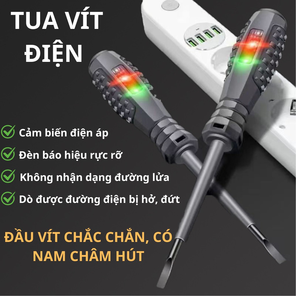 【24h】Thiết bị kiểm tra điện đa chức năng, kết hợp bút thử và tua vít, phát hiện điện áp và thông mạch nhanh chóng
