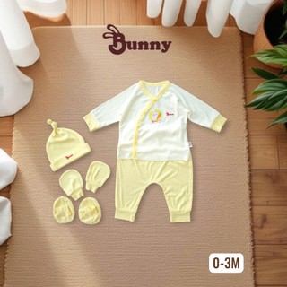 Set 5 món cúc chéo quần lưng thun tăm lụa Bunnybaby cao cấp mềm ấm cho bé 0-3M