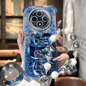 Ốp Lưng Cho Xiaomi Redmi 15C 14C 13C 12C 10C 10A 9A 9C 9T Thỏ Trang Điểm Gương Giá Đỡ Vỏ Điện Thoại Mềm Có Vòng Tay