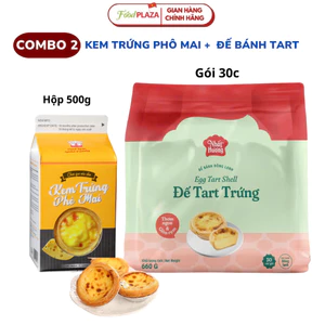COMBO Vỏ Bánh Tart Trứng Và Kem Trứng Nhất Hương 660G Gói 30 Cái Thơm Ngon, Có Đế Nhôm